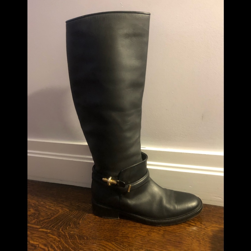 Black leather Balenciaga knee-high boots